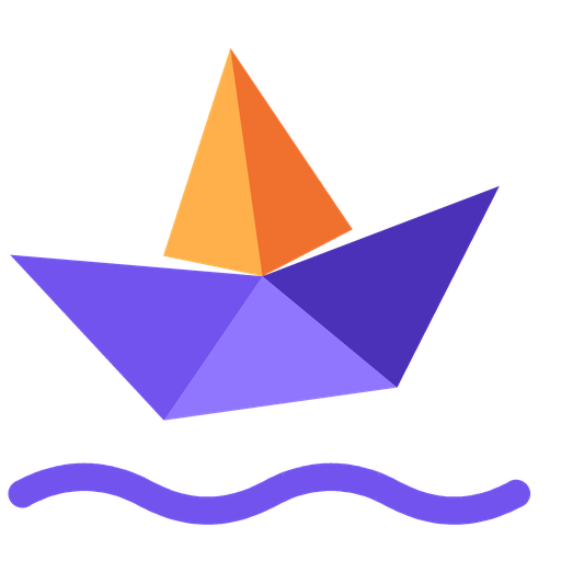useapi.net logo: an orange and purple origami paper boat on a purple wave
