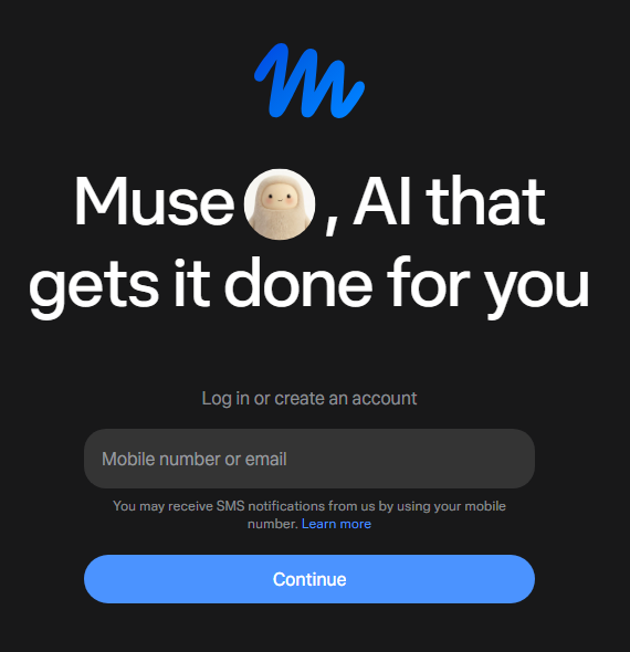 The Muse sign-in page at muse.ai